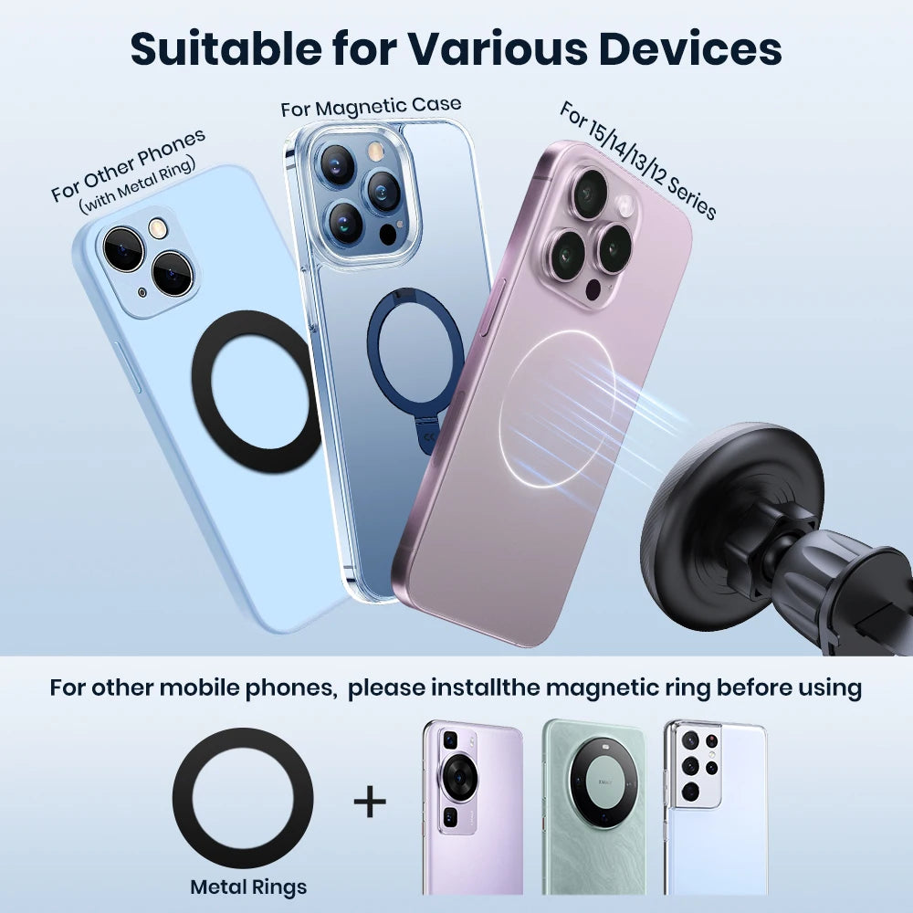 Magnetic Car Phone Mount for MagSafe | Strong Hold & 360° Rotation
